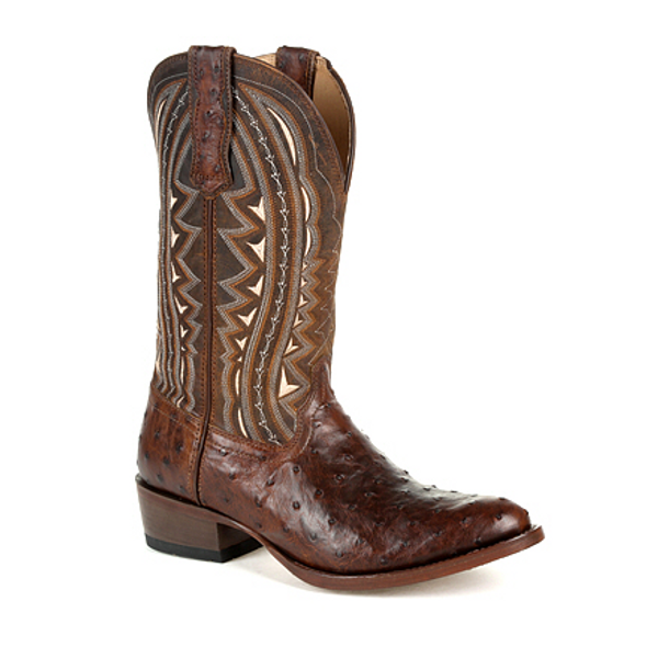 Durango Mens® Premium Exotic Full-Quill Ostrich Oiled Saddle Western Boot DDB0277 OILED SADDLE OSTRICH