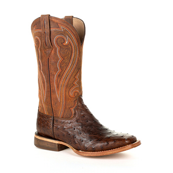 Premium Exotics Women's Full-Quill Ostrich Antiqued Saddle Western Boot DRD0389 ANTIQUED SADDLE OSTRICH