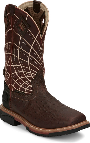 Justin Mens Boots SE4835 12" Derrickman Comp Toe BURGUNDY WEBB