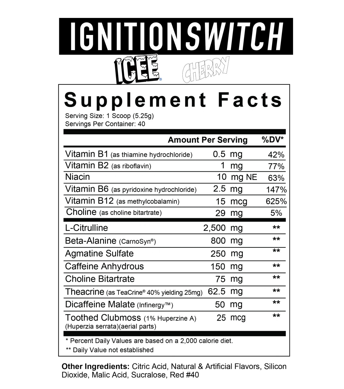 AXE & SLEDGE IGNITION SWITCH ICEE CHERRY, 40 SERVINGS HD Nutraceuticals