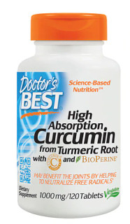 DOCTOR'S BEST HIGH ABSORPTION CURCUMIN 1000MG, 120 TABLETS