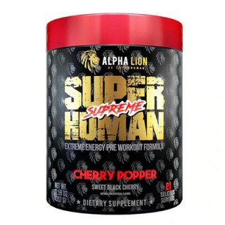 ALPHA LION SUPER HUMAN SUPREME EXTREME  ENERGY PRE-WORK CHERRY POPPER (SWEET BLACK CHERRY), 21 SERVINGS