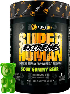 ALPHA LION SUPERHUMAN EXTREME ENERGY PRE-WORKOUT, HULK JUICE (SOUR GUMMY BEAR ), 21 FULL SERVINGS