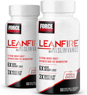 FORCE FACTOR LEANFIRE WITH NEXT-GEN SLIMVANCE (2 PACK) 60 CAPSULES/BOX, 120 CAPSULES, 60 SERVINGS