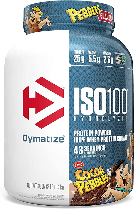 DYMATIZE ISO 100 HYDROLYZED 100% WHEY PROTEIN ISOLATE COCOA PEBBLES, 43 SERVINGS