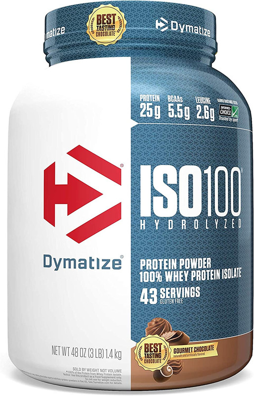 DYMATIZE ISO 100 HYDROLYZED 100% WHEY PROTEIN ISOLATE GOURMET CHOCOLATE, 43 SERVINGS