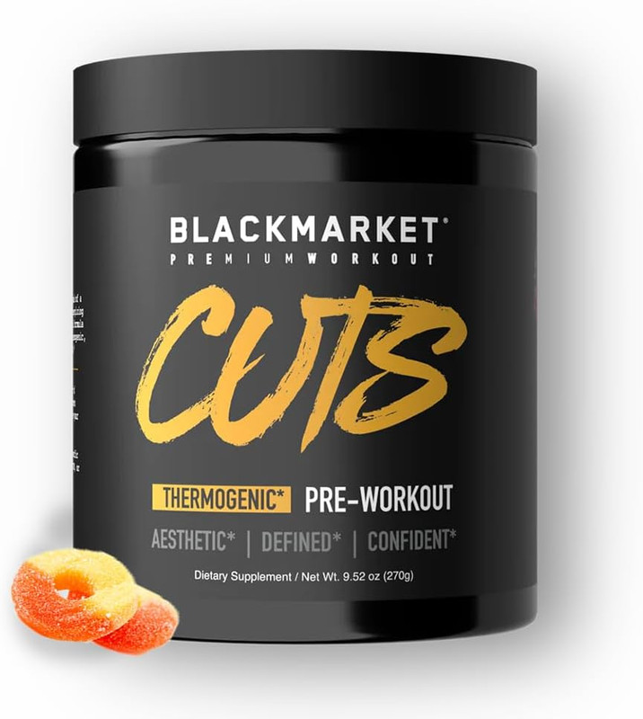 BLACK MARKET CUTS THERMOGENIC PRE-WORKOUT PEACH RINGS, 30 SERVINGS