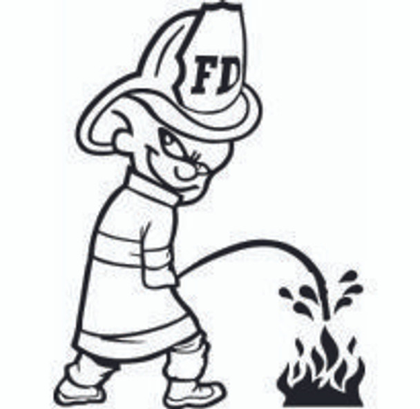 Pee On Fire Firefighter Sticker 2