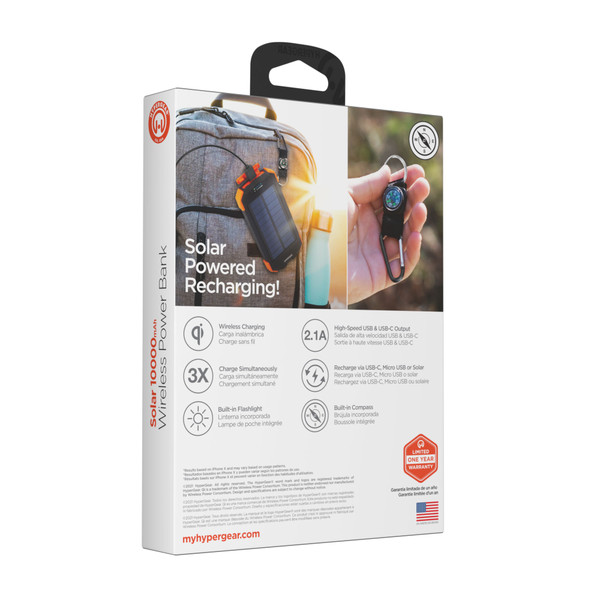 HyperGear Solar Wireless 10000mAh Portable Charger