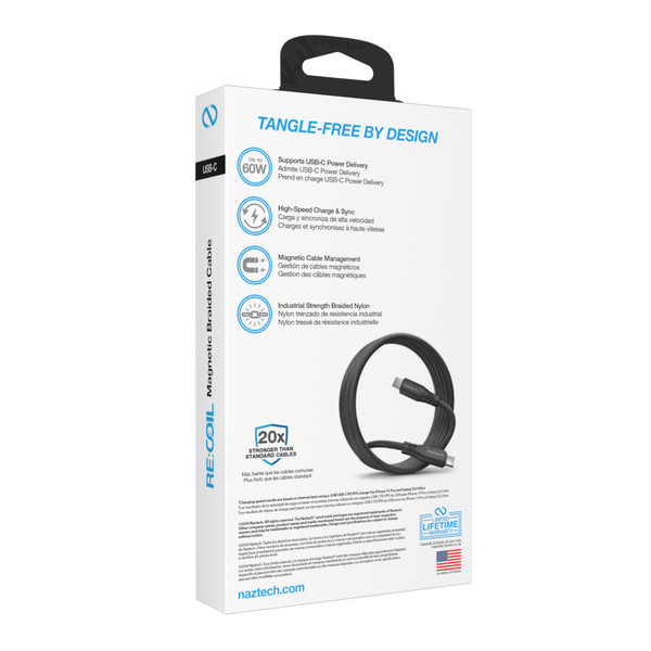 NAZTECH REcoil 100W USB-C to USB-C Magnetic  Cable | 6ft