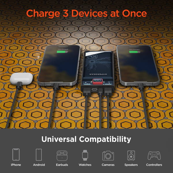 HyperGear 10,000mAh | ClearCharge XL Transparent Fast Charge Power Bank with 20W USB-C PD