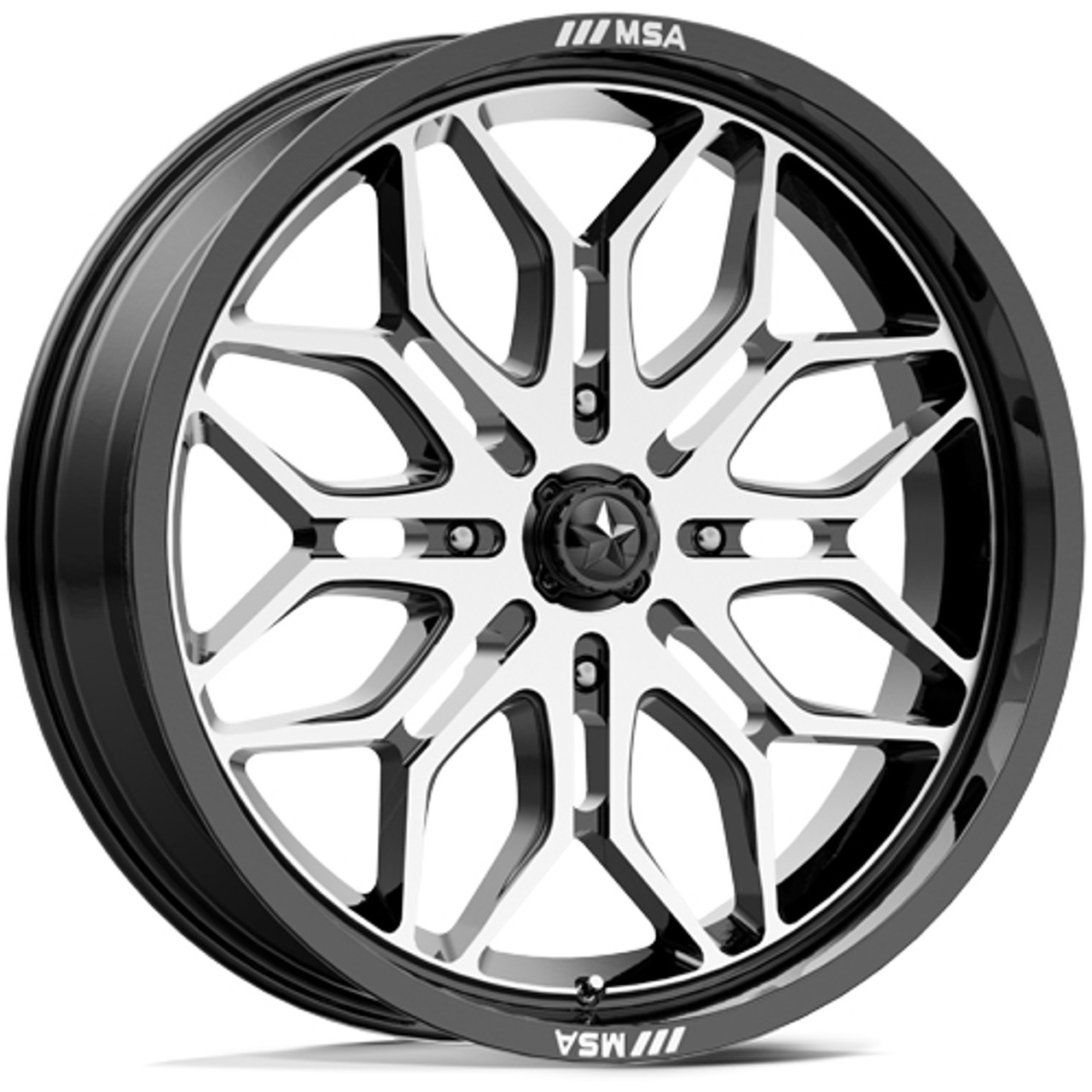 MSA Offroad M47 Sniper 20x7 4x110 +10mm Black/Machined Wheel Rim 20