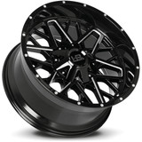 HardRock H714 Bomber 22x10 5x5"/5x5.5" -25mm Black/Milled Wheel Rim 22" Inch H714-221052125GBM