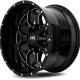 HardRock H712 Indestructible 22x10 5x5"/5x5.5" Black/Milled Wheel Rim 22" Inch H712-221052125GBM