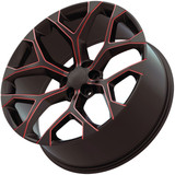 Replica PR177 Snowflake 26x10 6x5.5" +24mm Black/Red Wheel Rim 26" Inch 177MR-2615824
