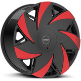 Strada S67 Turbina 24x9.5 6x135/6x5.5" +24mm Black/Red Tips Wheel Rim 24" Inch S6749560724GBMRT