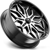 MSA Offroad M47 Sniper 22x7 4x156 +10mm Black/Machined Wheel Rim 22" Inch MA047BD22704410