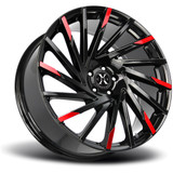 Xcess X02 24x9.5 5x115 +15mm Black/Red Wheel Rim 24" Inch X02451515GBMRT