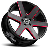 Strada S60 Coda 22x9.5 6x5.5" +24mm Black/Red Wheel Rim 22" Inch S60263924GBMLR
