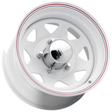 Allied 80W 8 Spoke Trailer 15x8 5x5.5" -19mm White w/cap Wheel Rim 15" Inch 8058055