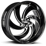 Strada C06 Retro 6 24x10 6x5.5" +24mm Black/Milled Wheel Rim 24" Inch C06463924GBML