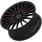 Ravetti M18 18x8 5x4.5"/5x120 +38mm Black/Red Wheel Rim 18" Inch RAV-M18-8813BWR