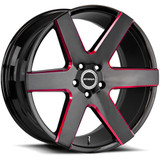 Strada S60 Coda 20x8.5 5x115 +15mm Black/Red Wheel Rim 20" Inch S60051515GBMLR