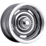 (Set of 4) Staggered Vision Rally 15" 5x4.75" +12mm Dark Silver Wheels Rims 55-5661-55-5761