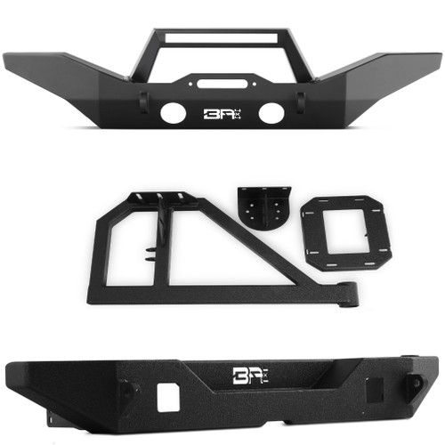 Body Armor 4x4 Front/Rear Full Width Bumpers w/Angled Bar & Tire Carrier JK-19534-5125-2965-5297