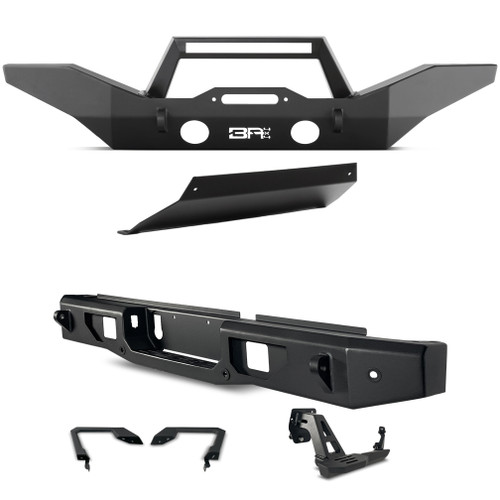 Body Armor 4x4 Front/Rear Full Width Bumpers w/Angled Bar,Skid Plate,Bed Protector & Step JT-19531-5125-5123-2965-5100-5101