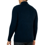 Ribbed Cashmere Zip Up, Navy