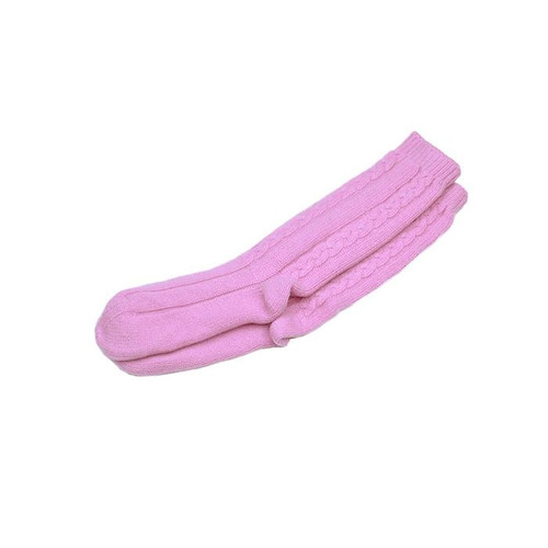 Cable Cashmere Bedsocks, Pink
