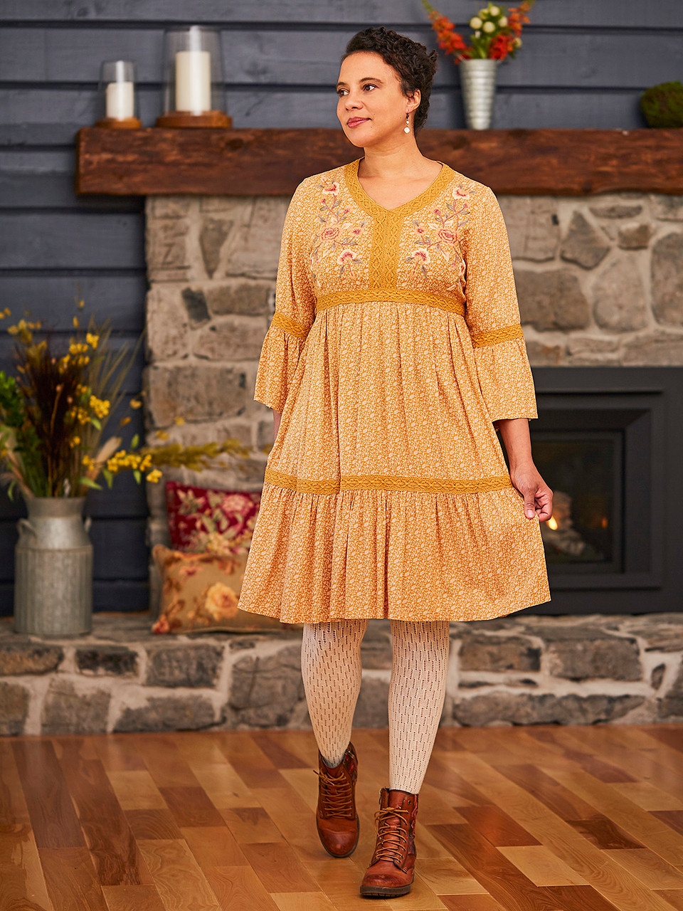 Fall Forget Me Not Peasant Dress