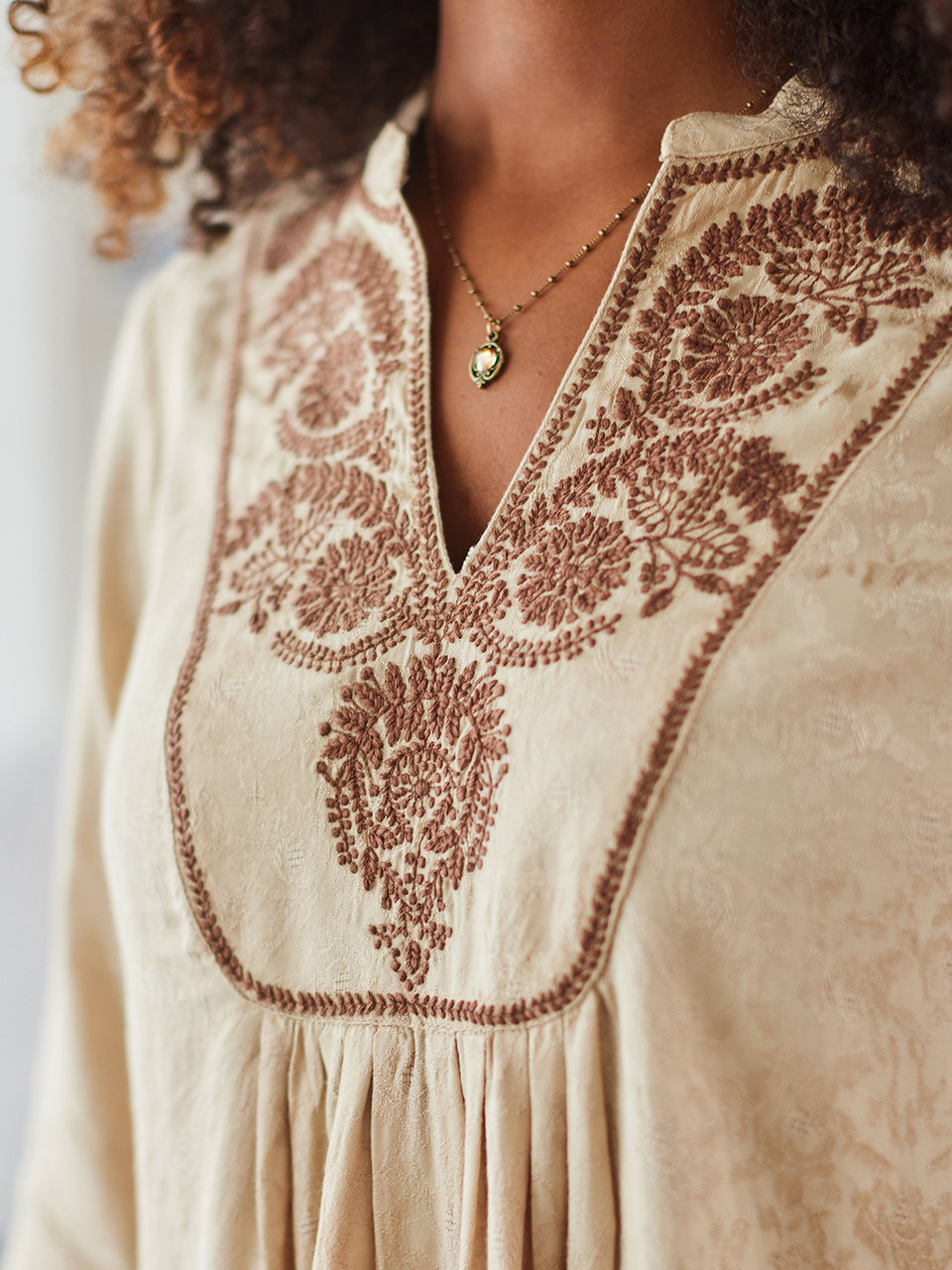 Jacquard Court Tunic - Biscuit | Shop Beautiful Designs by