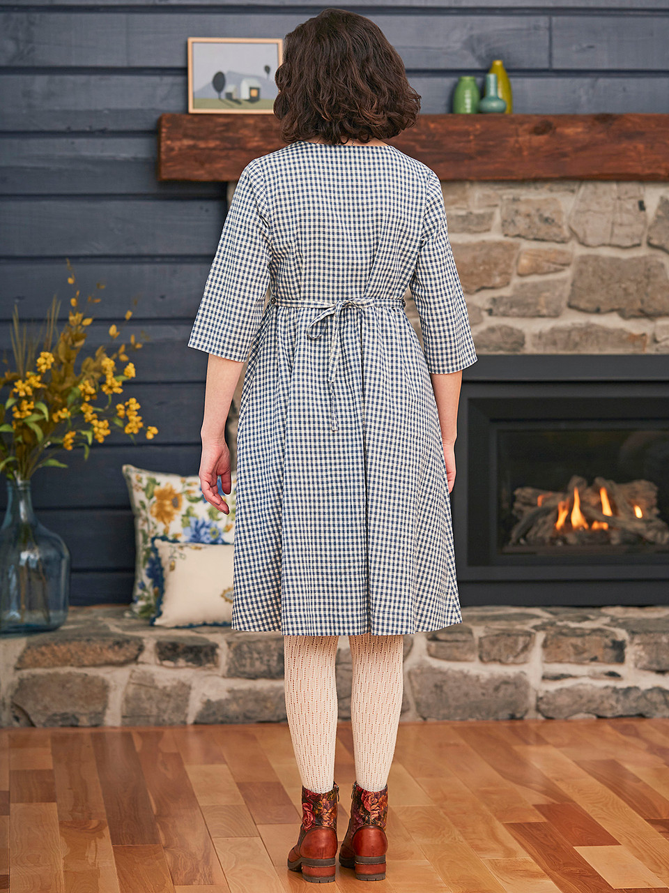 Blueberry Gingham Gather Dress | Organic Zoo