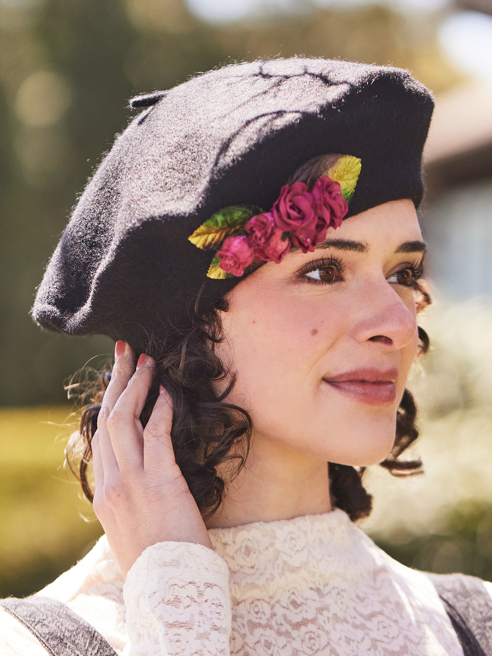 Rosette Beret - Black | Shop Beautiful Designs by April Cornell