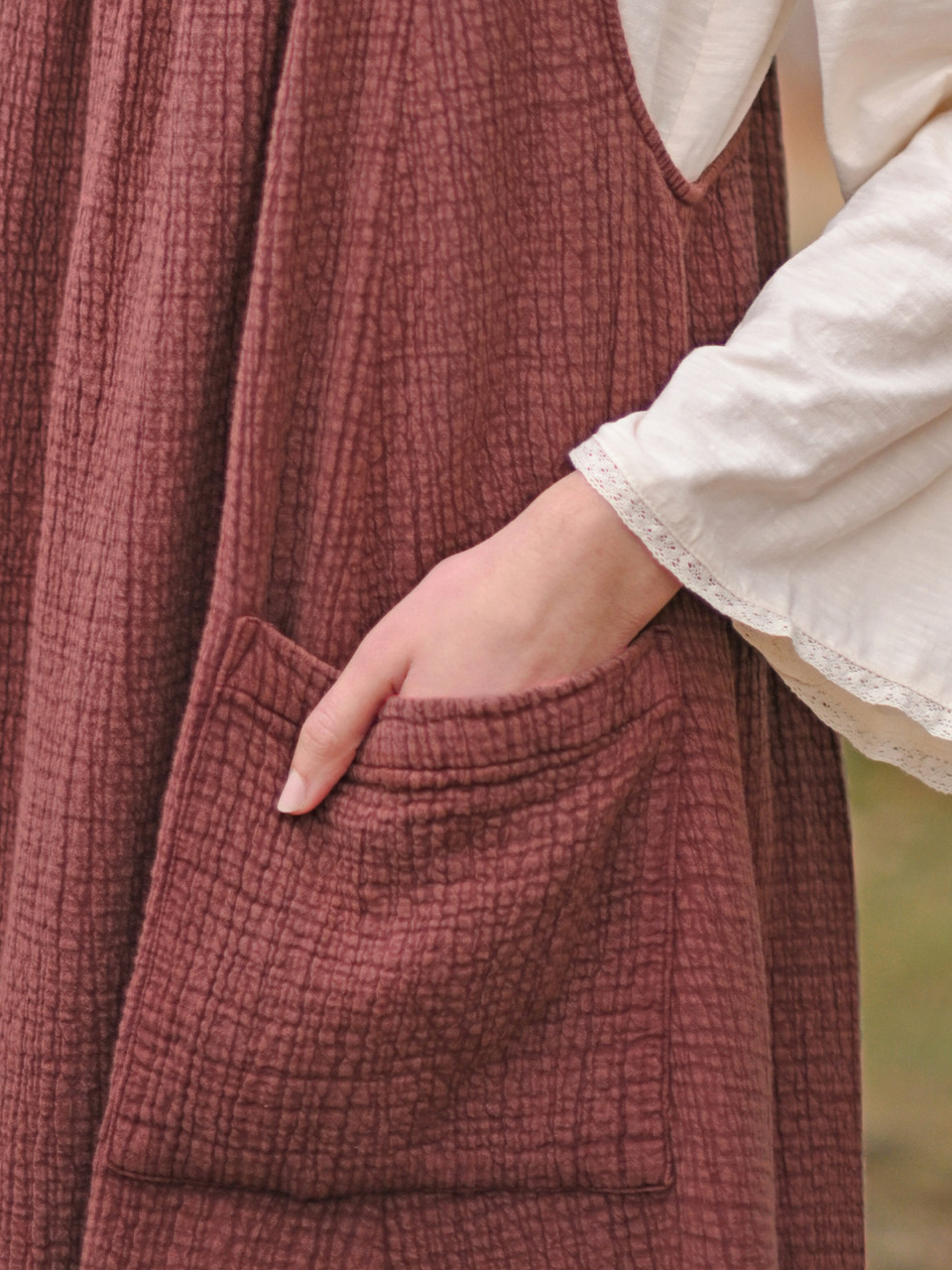 Redwoods Pinafore Dress - Sunwashed Maroon | Shop Beautiful