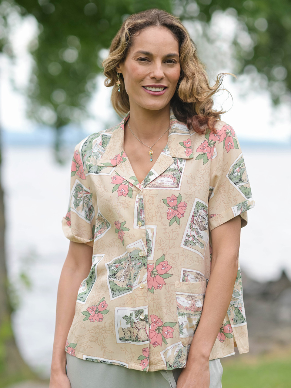 Postcard Camp Blouse - Antique | Shop Beautiful Designs by April