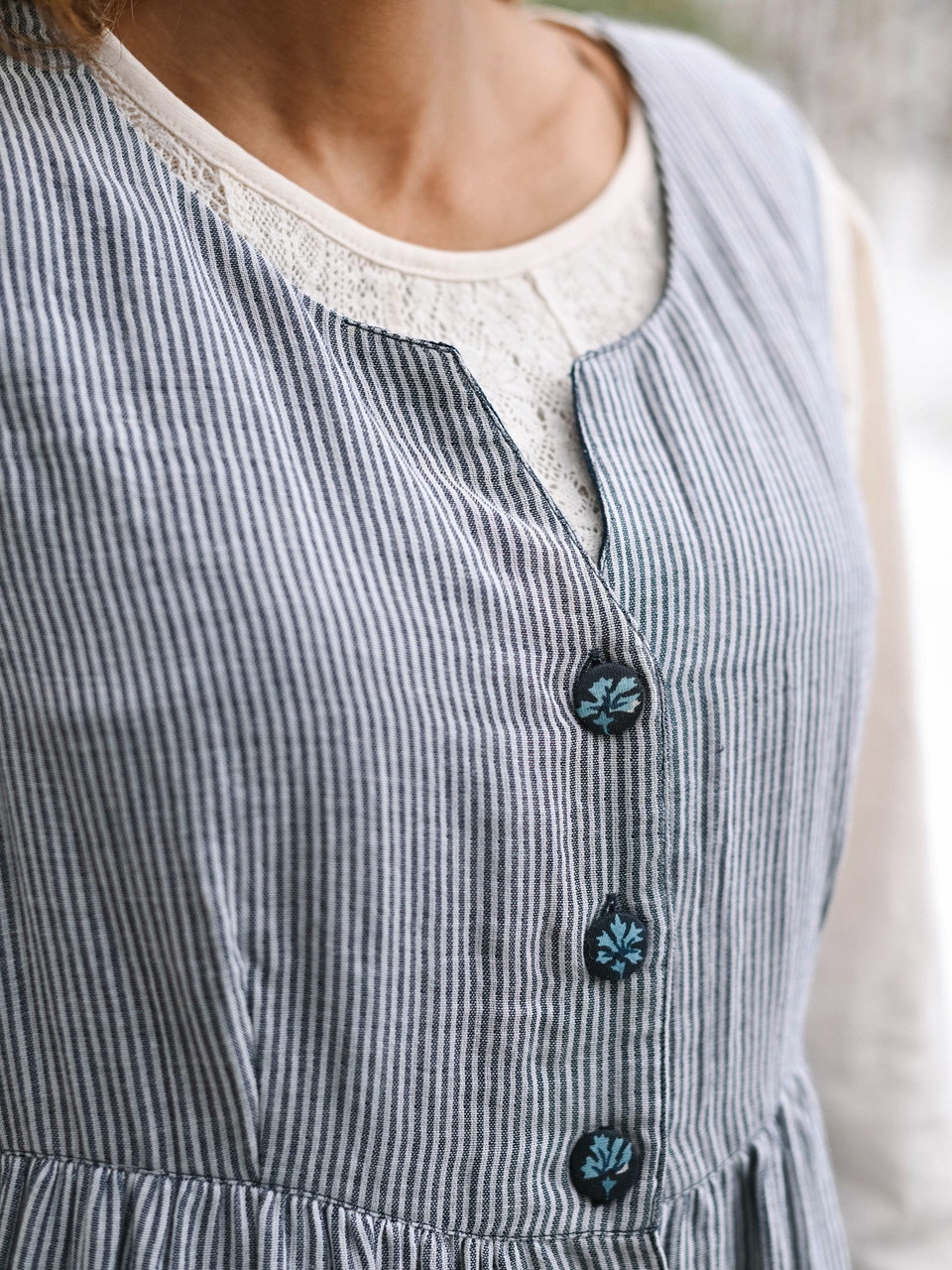 Portsmouth Stripe Pinafore Dress - Natural Navy | Shop Beautiful