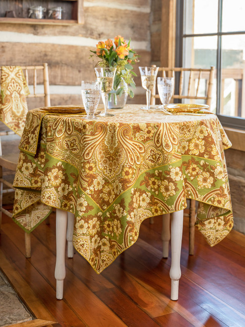 Kashmir Paisley Tablecloth - Amber