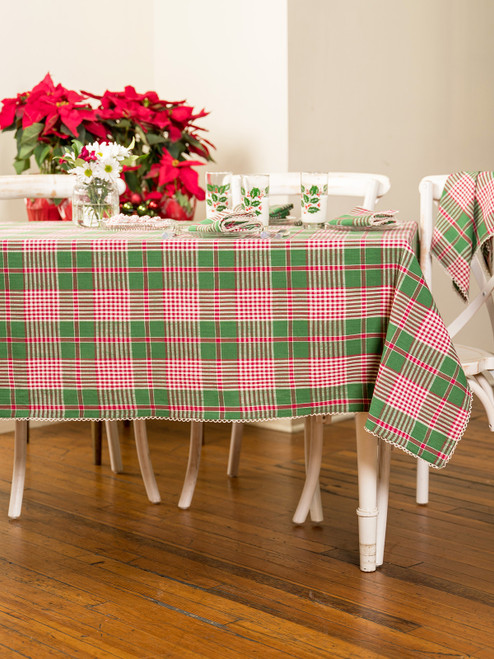 Holly Plaid Tablecloth - Green