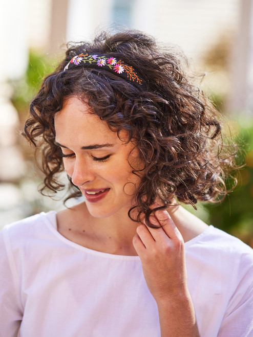 Prairie Embroidered Headband - Ink Black
