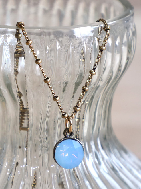 Air Blue Opal Floating Drop Necklace