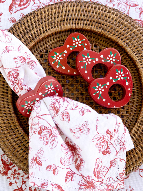 Heart Napkin Ring Set of 4 - Red