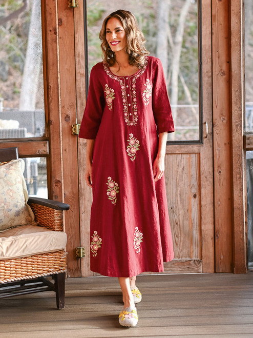 Kerala Caftan - Cranberry