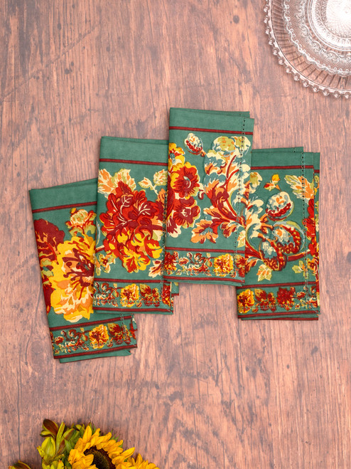 Pomegranate Luncheon Napkin Set of 4 - Teal