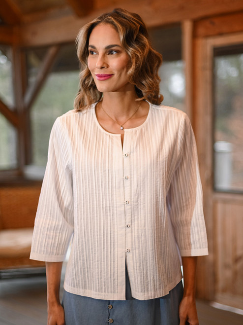 Crispin Pleated Blouse - White