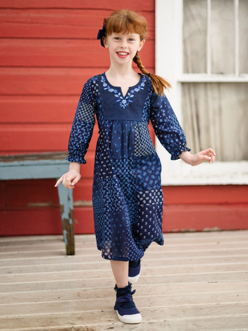 Becky Kids Dress - Navy