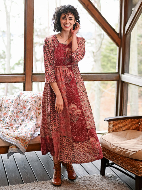 Moondream Patchwork Dress - Pomegranate