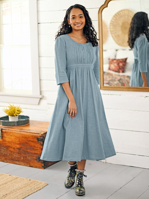 Jane Austen Dress - Smoke Blue